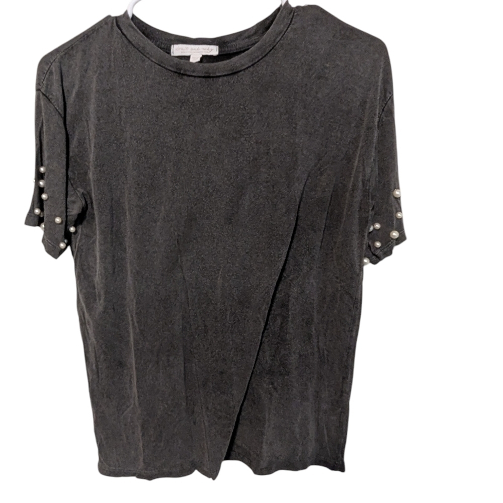 UO, don't ask why, pearl sleeve T-shirt